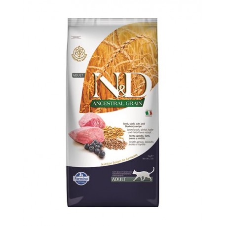Farmina N&D cat AG adult, lamb, spelt, oats & blueberry 5 kg